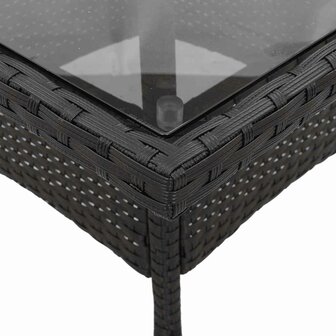 5-delige Tuinset met kussens poly rattan en glas zwart
