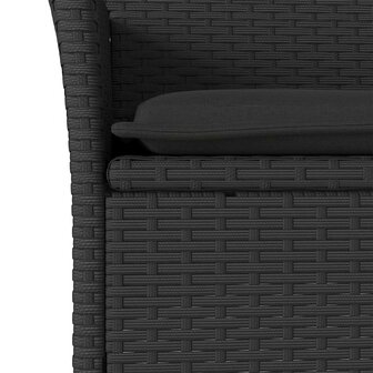 5-delige Tuinset met kussens poly rattan en glas zwart