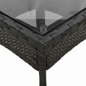 5-delige Tuinset met kussens poly rattan en glas zwart