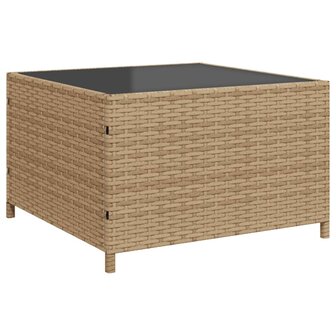 Tuinbank met tafel en kussens L-vormig poly rattan beige