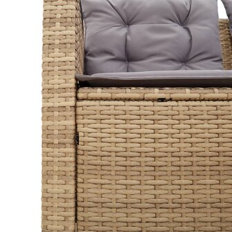 Tuinbank met tafel en kussens L-vormig poly rattan beige