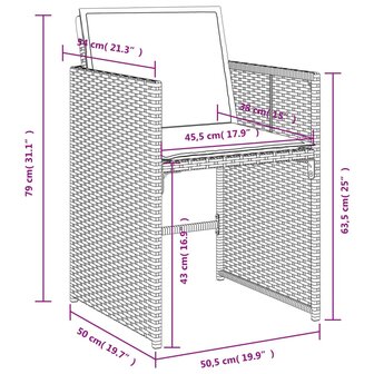 5-delige Tuinset met kussens poly rattan beige