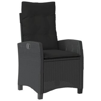 3-delige Tuinset met kussens poly rattan zwart