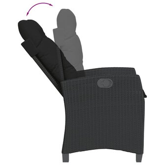 3-delige Tuinset met kussens poly rattan zwart