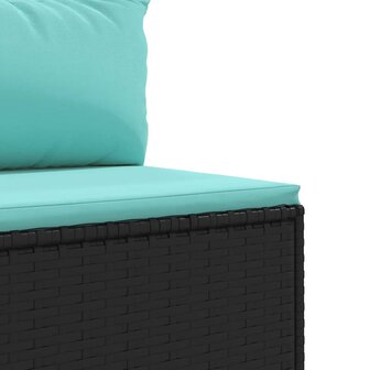 4-delige Loungeset met kussens poly rattan zwart