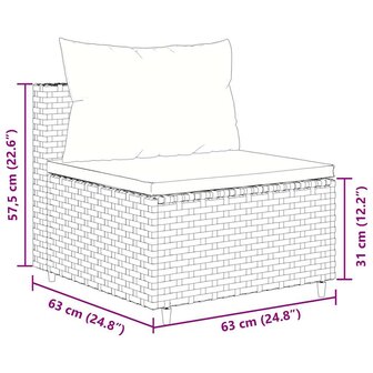 4-delige Loungeset met kussens poly rattan zwart