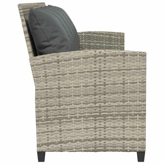 Tuinbank 5-zits met kussens poly rattan lichtgrijs