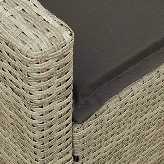 Tuinbank 5-zits met kussens poly rattan lichtgrijs