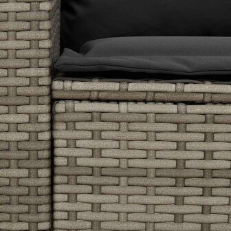 Tuinbank 5-zits met kussens poly rattan grijs