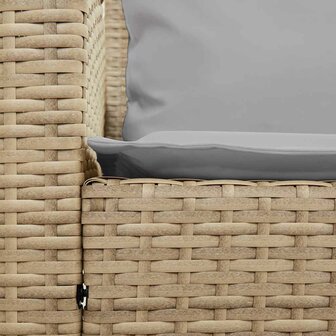 Tuinbank 5-zits met kussens poly rattan beige