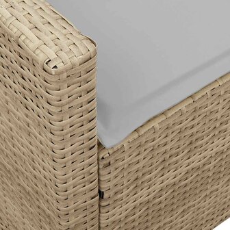 Tuinbank 5-zits met kussens poly rattan beige