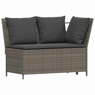 4-delige Tuinset met kussens poly rattan grijs