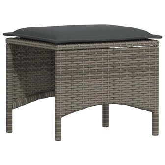 4-delige Tuinset met kussens poly rattan grijs