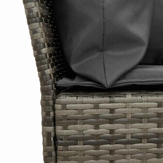 4-delige Tuinset met kussens poly rattan grijs