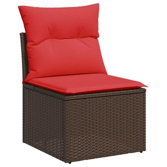 4-delige Loungeset met kussens poly rattan bruin