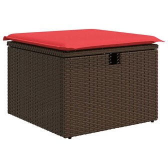 4-delige Loungeset met kussens poly rattan bruin