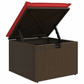 4-delige Loungeset met kussens poly rattan bruin