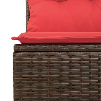4-delige Loungeset met kussens poly rattan bruin