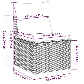 4-delige Loungeset met kussens poly rattan bruin