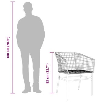 5-delige Tuinset poly rattan glas bruin
