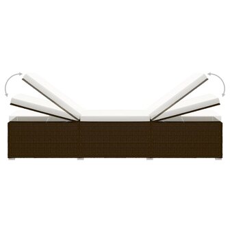 3-delige Ligbeddenset met theetafel poly rattan bruin