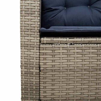 Tuinbank met tafel en kussens L-vormig poly rattan grijs