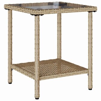 Tuinbank met tafel en kussens L-vormig beige poly rattan