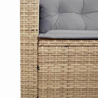 Tuinbank met tafel en kussens L-vormig beige poly rattan