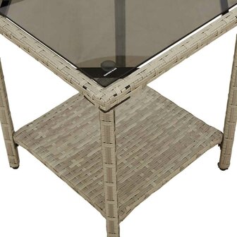 Tuinbank met tafel en kussens L-vormig poly rattan lichtgrijs