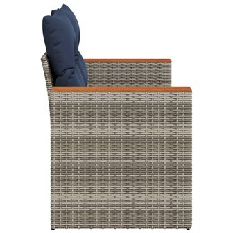 Tuinbank met kussens 2-zits poly rattan grijs