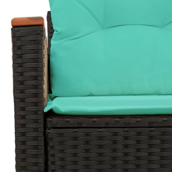 Tuinbank met kussens 2-zits poly rattan zwart