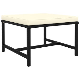 4-delige Loungeset met kussens poly rattan zwart