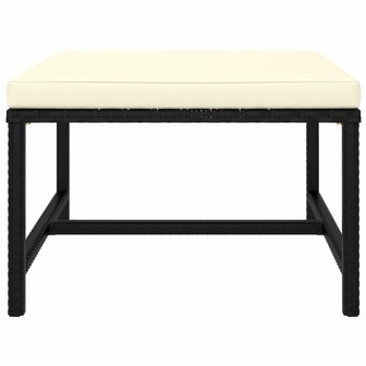 4-delige Loungeset met kussens poly rattan zwart
