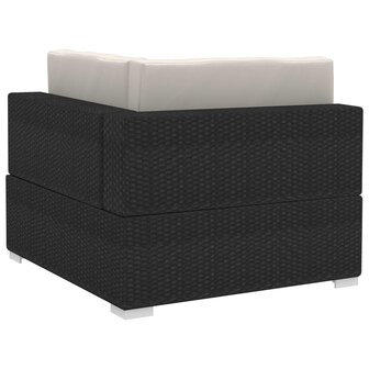 Hoekbanken 2 st met kussens poly rattan zwart