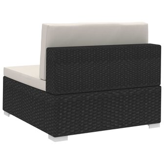 Hoekbanken 2 st met kussens poly rattan zwart
