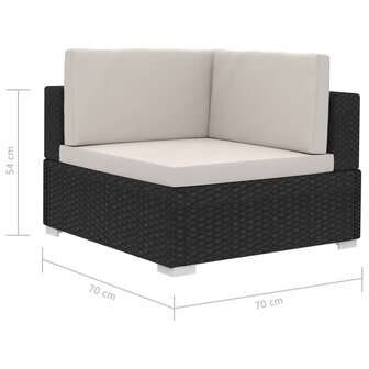 Hoekbanken 2 st met kussens poly rattan zwart