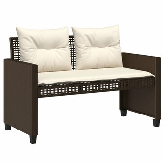 4-delige Loungeset met kussens poly rattan bruin