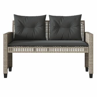 4-delige Loungeset met kussens poly rattan en glas lichtgrijs