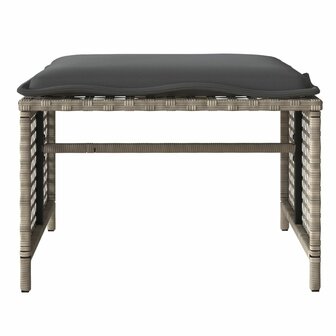 4-delige Loungeset met kussens poly rattan en glas lichtgrijs