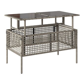 4-delige Loungeset met kussens poly rattan en glas lichtgrijs