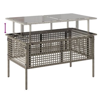 4-delige Loungeset met kussens poly rattan en glas lichtgrijs