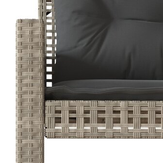 4-delige Loungeset met kussens poly rattan en glas lichtgrijs