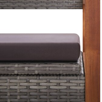 Opbergbankje 115 cm poly rattan en massief acaciahout grijs