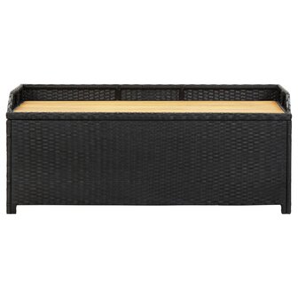 Tuinopbergbank 120 cm poly rattan zwart