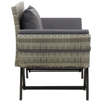 Tuinbankje met kussens 176 cm poly rattan grijs