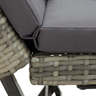 Tuinbankje met kussens 176 cm poly rattan grijs