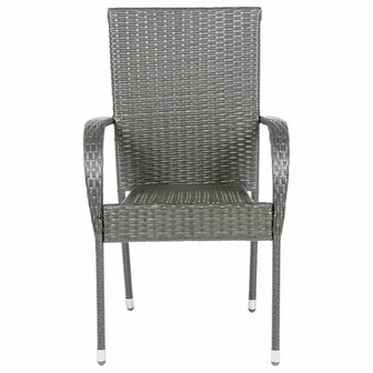 Tuinstoelen stapelbaar 4 st poly rattan grijs