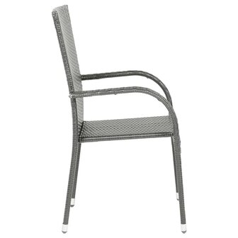 Tuinstoelen stapelbaar 4 st poly rattan grijs