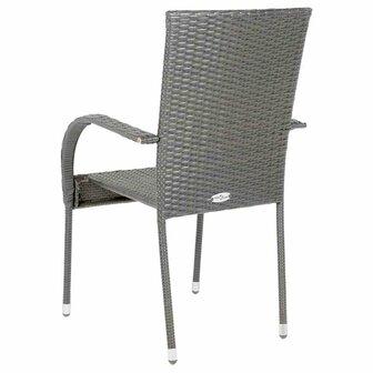 Tuinstoelen stapelbaar 4 st poly rattan grijs