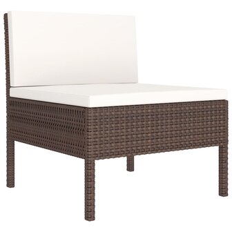 Tuinstoelen 3 st met kussens poly rattan bruin